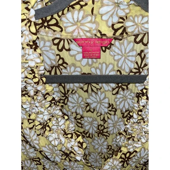 Retro Sunny Leigh Y2K Floral Ruffle V-Neck Sleeveless Top Boho Women's Size M - Picture 2 of 14